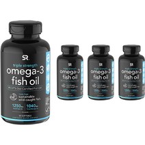 스포츠리서치 트리플 스트렝스 오메가-3 피쉬 오일 1250mg 소프트젤, 30캡슐, 4개