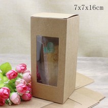크라프트박스새로운 5Pcs 직사각형 창 상자 6X6/7x 7/8x 8/9x9x 높은 종이 패키지 화이트/크래프트 선물 사, 17 7x7x16cm Kraft