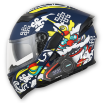 킥커머스 풀페이스 시스템 K20 블루투스 오토바이헬멧, 네이비해태, XL