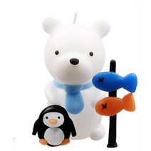이야코 동물나라 캐릭터양초 만들기세트, 백곰+아기펭귄, 2개