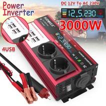 전원 인버터 2000W 3000W 4000W DC 12V AC 220V 변압기 USB 범용 소켓 충전 RV 용 LED 디스플레이 포함, 1.12V 230V EU 3000W