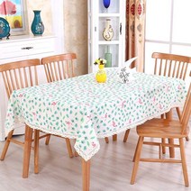 북유럽 사각형 식탁보 테이블보 덮개 빈티지 레이스 패브릭 4인용 협탁 원탁, 150x220CM, (면  린넨) 플라밍고