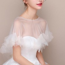 웨딩볼레로 드레스볼레로 드레스숄 Womens Wedding Cape Sheer Tulle Ruffles Trim Bridal Capelet 볼레로