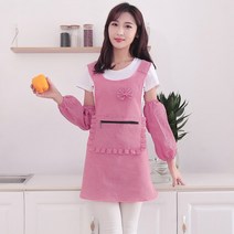 Makone 앞치마 가정용 작업복 주방 키친 베이커리 베이킹 홈카페 홈베이킹, 크로스순면-지퍼로즈+토시