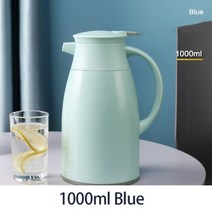 1l1.6l1.9l 대용량 보온 냄비 휴대용 열 주전자 커피 차 진공 플라스크 유리 라이너 보온병 병, 파란색 1리터