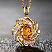 보석 알함브라 목걸이 캐럿 토파즈 펜던트 여성 럭셔리 옐로우 골드 목걸이 스탈 쥬얼리