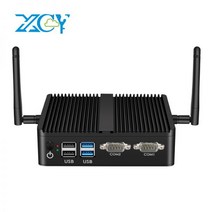 XCY 팬리스 미니 PC 인텔 셀러론 J4125 쿼드 코어 듀얼 NIC 기가비트 LAN 2x RS-232 직렬 포트 6x USB WiFi 4G 임베디드 IPC, 8G RAM 256G SSD WiFi, intel Celeron 2955U