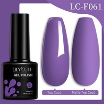 네일아트 LILYCUTE 7ml 베이스 젤 매니큐어 밝은 색상 반영구 흡수 UV LED 강화 네일 아트 닦을 필요 없는 탑 코트, 60 LC-F061