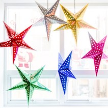 별 모양 종이 모빌 크리스마스 성탄 장식 아가방 예쁜방 꾸미기 소품, 골드