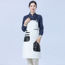 방수 앞치마 공방 고급 가죽 포켓 이발사 꽃 아티스트 주방 남녀 내구성 작업복 커피 숍 사용자 정의 로고 네일 요리사, White