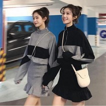 큐티원피스 미니원피스 나그랑소매 앞지퍼 F02210