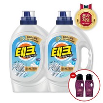 LG생활건강 테크 듀얼살균 99.9% 세탁세제 드럼 2.7L 용기 x 2개 + 아우라 200mlx2, 단일옵션