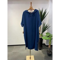 여름 시원한 쿨소재 데일리 루즈핏 후드 반팔 롱 원피스