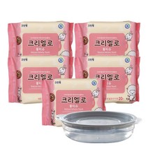크린랲 크리멜로 내츄럴 프리미엄 물티슈 휴대용 (20매) 일회용품, 5개+가쯔