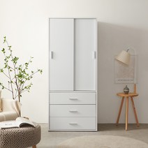 오페 슬라이딩 서랍 미니 싱글 옷장 808, 화이트