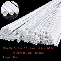 흰색 ABS 원형 플라스틱 파이프 튜브 OD 2/2.5mm 3mm 4mm 6mm 8mm x 길이 250mm 5 개 10 25 50, 8x6.1mm 50Pcs