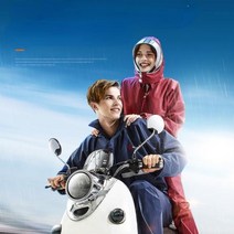 바이크우비 오토바이 작업용 상하 우의 비옷 한 벌 불 침투성 비 재킷 바지 여성남성 더블 레이어 후드 캠핑 판초, voice+L