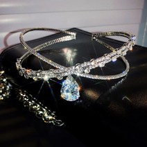 DFMEI 심장 박동 눈물 choker 망홍 큐빅 물방울 목걸이 날씬해 보이는 크로스 쇄골 체인 가능테