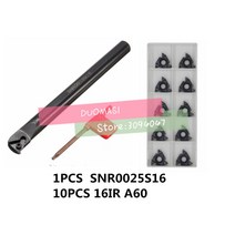 Snr0025s16 cnc 내부 나사 선삭 공구 1Pcs + 16 ir ag60 10 11피스 초경 인서트, 한개옵션0