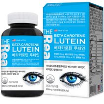 더리얼 베타카로틴 루테인 3개월분 The Real 미국 직수입 90정 하루 1정 마리골드꽃추출물 셀레늄 비타민 침침한 눈 눈 영양 공급 눈 건강 황반색소밀도 유지 항상화 영양성분, 1개, 90캡슐