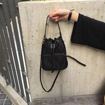 오랜지캣 여성 나일론 캔버스 복조리 버킷백