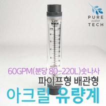 파이프형 배관형 아크릴유량계 60GPM( 80-220LPM)M