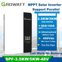 발전기 트랜지스터 테스터 lcr Growatt 하이브리드 태양 광 인버터 3.5kw5kw 48v 220v mppt 80a100a 순수 사인파 그리드 태양 광 인버터는 491, spf 3500-80a
