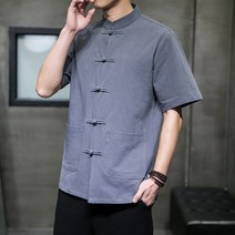 면마블라우스 C7010P55 여름 차이나 남성 중국식 클래식 가디건 린넨 반팔 와이셔츠 화이트 4993349278