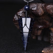 수맥 찾기 탐지기 다우징 찾는법 팬듈럼 펜던트 파워스톤 크리스탈 원석 펜듈럼, 1개, W.블루 사석 테이퍼 스트링