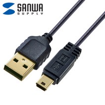 강원전자 산와서플라이 KU-SLAMB505BKK USB2.0 AM-Mini 5핀 초슬림 케이블 0.5m, 상세페이지 참조