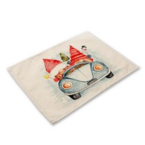 크리스마스 눈사람 프린트 주방 린넨 코스터 패브릭 테이블, 41.7 - 10pcs 32x45cm
