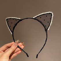 귀여운 고양이 토끼 귀 진주 헤어 밴드 인터넷 연예인 2021 새로운 복고풍 우아한 간단한 머리핀 머리 장식