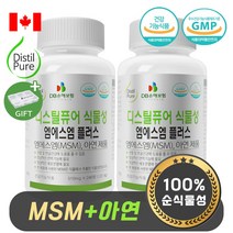 MSM 관절 영양제 순 식물성 2000mg 식이유황 무릎 관절 영양제 아연 함유 스프링리버 알약통 증정, 2box (4개월분)