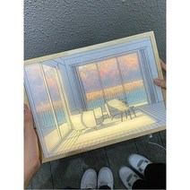 무드등 침실 야간 조명액자, (플러그인모델)소형(해변)3톤조명