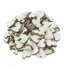 GHSHOP 100PCS 모듬 크기 천연 나무 하트 세련 공예 스크랩북