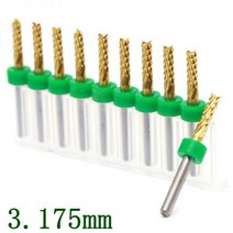 정밀 가공 밀링 커터 티타늄 코팅 PCB 금속 CNC 라우터 드릴 3.175mm 조각 칼 도구 옥수수 나무 절단 전동 공구, 3.1mm 10PCS