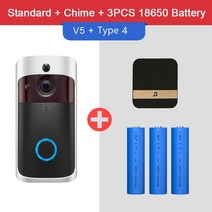 무선 초인종 도어벨 무선벨 비디오 카메라 hd wifi 동작 감지기 오디오 앰프 iosampandroid용 스피커 나이트 비전, 미국 플러그, 유형 4