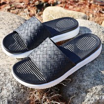 로딘스타 남자 통굽 쿠션 발편한 캐주얼 사무실 뮬 슬리퍼 헤링본