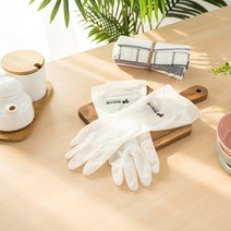 (1+1) 냄새걱정 NO! 신제품 친환경 키친아트 만능 니트릴 블렌드 위생 화이트 반투명 고무장갑 청소 빨래 욕실 주방, 니트릴 고무장갑 (S) 2세트