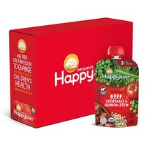 Happy Baby Organics Savory Blends 스테이지 3 이유식 퓨레 목초 사육 쇠고기 시장 채소 및 퀴노아 스튜 99 2g(3 5온스) (16팩) 미국직송 320