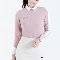 배색 카라 소매 포인트 여자 기능성 골프 긴팔 티셔츠 연습장