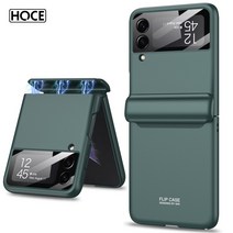 HOCE 갤럭시 z플립4/ Z플립3 마그네틱 힌지보호/외부화면 강화유리 풀커버 슬림 하드 제트플립3 지플립3 케이스