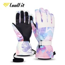 Coolfit 남성 여성 스키 장갑 초경량 방수 겨울 따뜻한 장갑 스노우 보드 장갑 오토바이 타기 눈 방풍 장갑, XL, 03 Ice blue