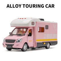 카라반 미니 소형 트레일러 캠핑카 캠핑트레일러 미니카라반트레일러 132 스프린터 럭셔리 모터홈 레크리에이션 RV 합금 자동차 모델 다이캐스트 및 장난감 차량 풀백 컬렉션, [03] 분홍색