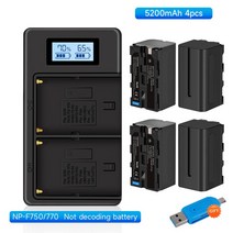 NP F750 F770 NP-F750 배터리 Akku LCD USB 충전기 소니 F970 F960 F550 F570 QM91D CCD-RV100 TRU47E, [08] 4 battery 1 charger