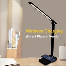 충전식터치램프 USB 듀얼 소켓 테이블 램프 무선 충전 Luminaria 침실 조명 학생 눈 보호, 02 Wireless Charging