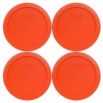 파이렉스 번들 - 4개 품목: 7201-PC 4컵 핑크 플라스틱 식품 보관 뚜껑, Pumpkin Orange, 4