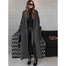 헤링본 코트 자켓 봄 모직 여성 롱 스트레이트 패턴 루즈핏핏 오버핏 넥타이 폴리 에스터 전체