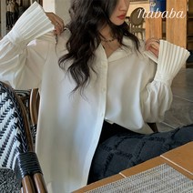 나바바 NB668 여성스런 플리츠 슬립 블라우스