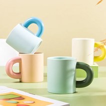 예쁜 카페 머그컵 파스텔 감성 뭉툭 머그잔, 블루, 1개